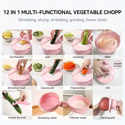 12 in 1 tritatutto per verdure multifunzionale patate tagliate manualmente affettatrice per ravanello grattugia utensili da cucina per hotel/commerciale