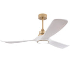 Ventilatore da soffitto bianco-oro da 52 pollici con luce e telecomando, funzione di memoria, motore DC silenzioso e reversibile, 3 pale in ABS, moderno ventilatore da soffitto per interni ed esterni con luce per camera da le
