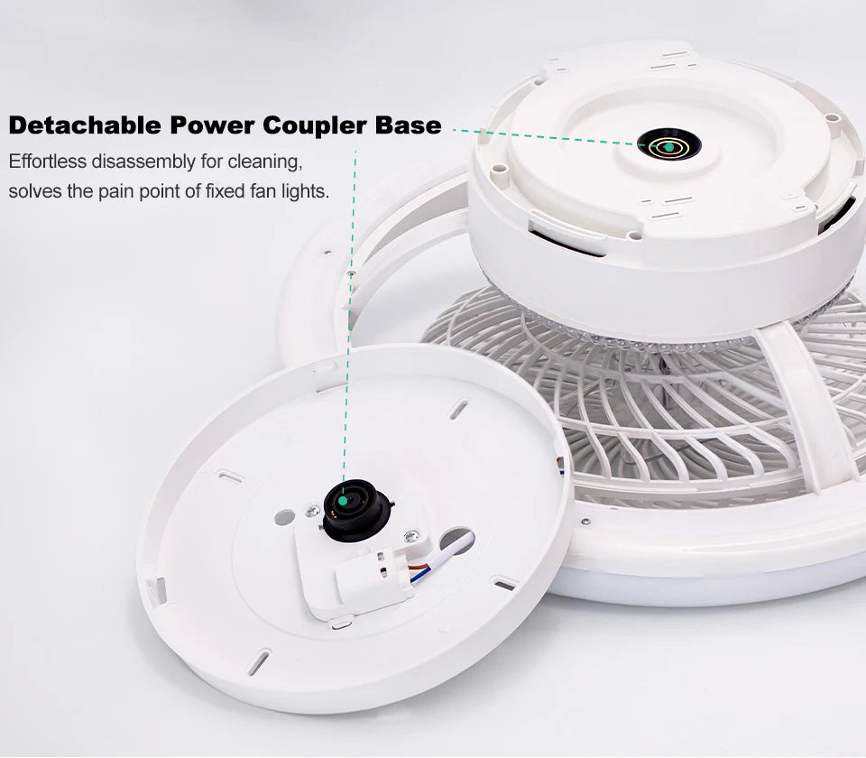 Ventilatore da Soffitto Intelligente con Luci a 360° °   Lampada Ventilatore Moderna Girevole con Controllo Remoto APP, Dimmerabile, 6 Velocità del Vento, Flusso d'Aria Reversibile per Interni