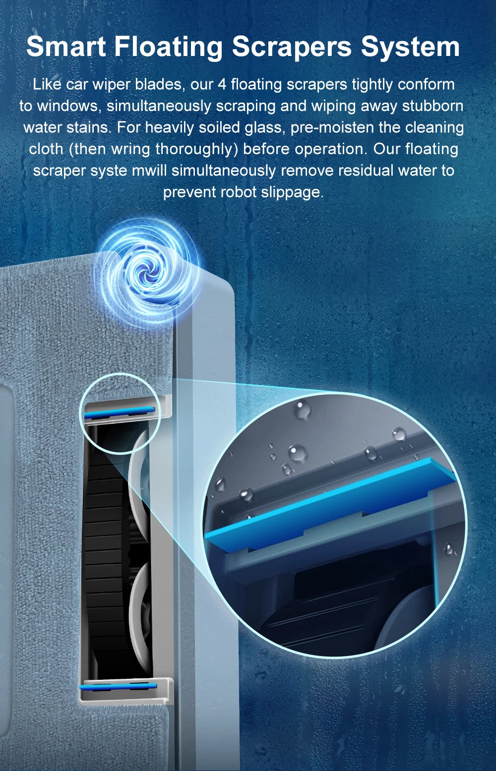 Fensterputzroboter ABIR WD9, 4-Wege-Wassersprühsystem, schwebende Wischtechnologie, Lasersensor, 9000PA Saugkraft, intelligente Speicherung