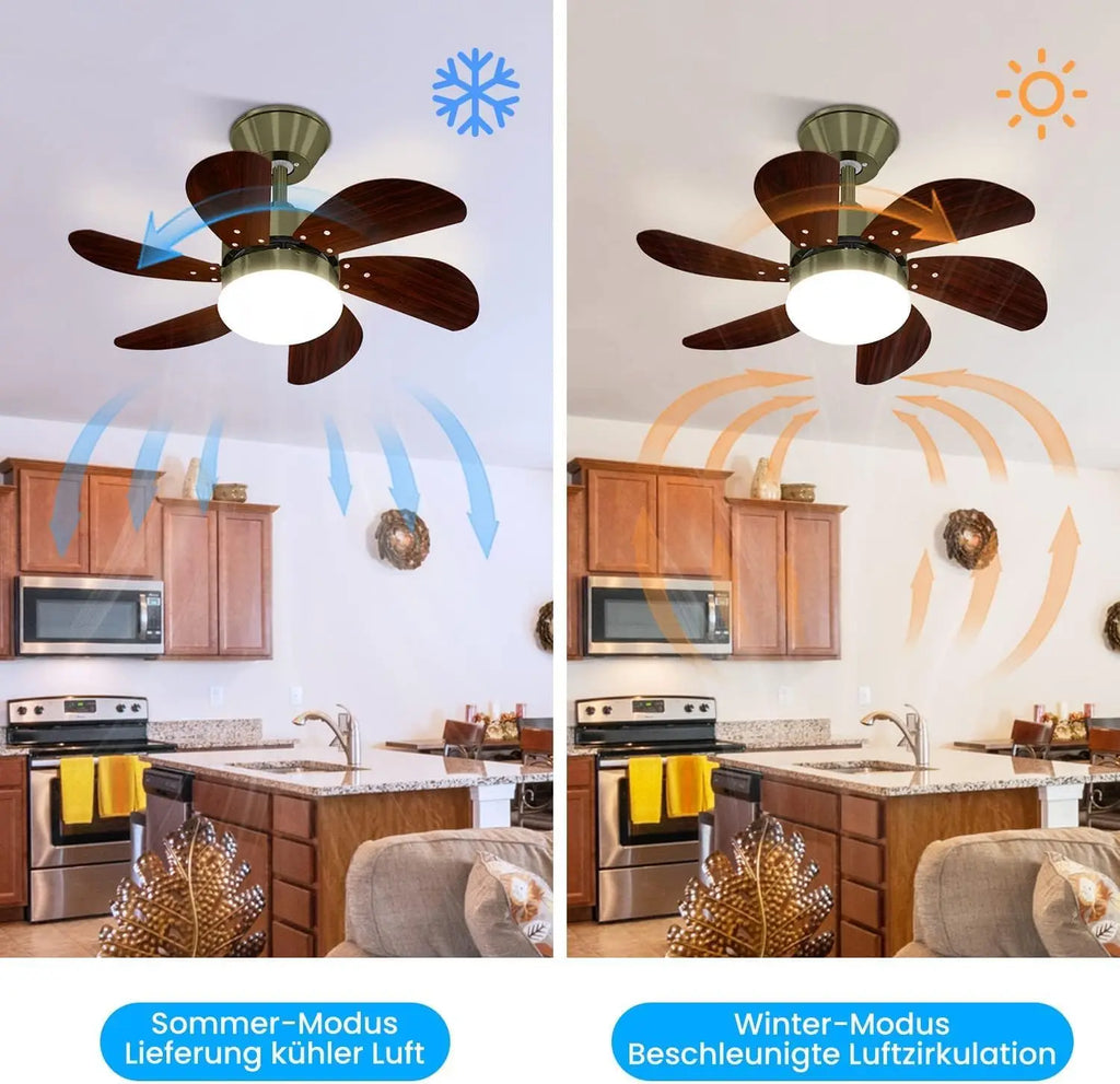 Ventilatore da soffitto a 6 pale E27 con luce, verde antico, lampadina non inclusa