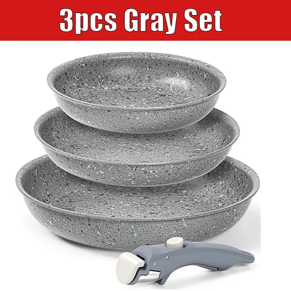 8" 9,5" und 11" Antihaft-Bratpfannen-Set mit abnehmbarem Griff, stapelbare Induktionspfanne für Camping-Wohnmobil-Kochen