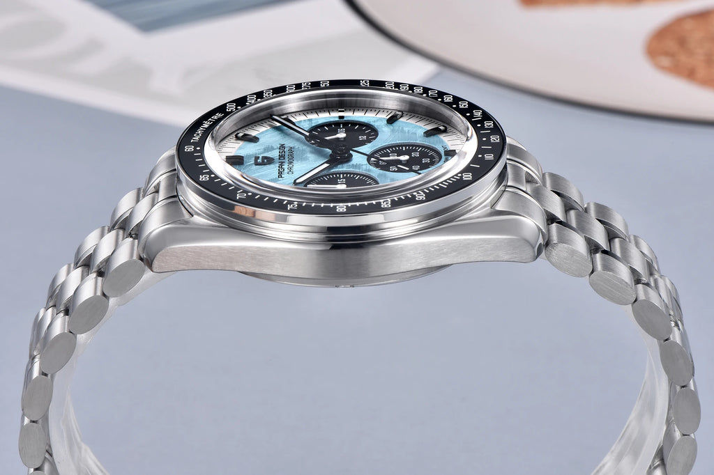 PAGANI DESIGN Herren-Armbanduhr mit Meteoritenzifferblatt, luxuriöse Quarzuhr, Sport-Chronograph, wasserdicht, mit AR-Saphirglas.