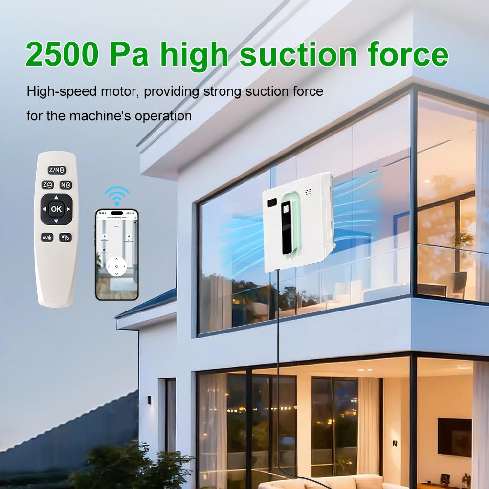 PuRuiKai Elektrischer Automatischer Fensterputzroboter, mit APP-/Fernbedienung, mit Sprachansage und automatischem beidseitigem Spray