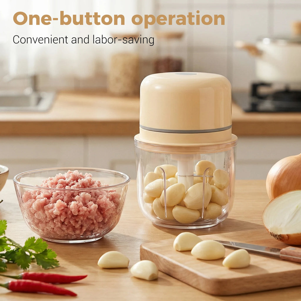 Elektrischer Zerkleinerer 450ML für Knoblauch, Gemüse und Fleisch, Robust und Langlebig, Ingwer- und Gemüsemixer, Küchengerät