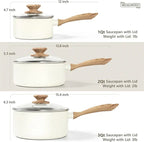 MICHELANGELO Pentola per stufato antiaderente con coperchio Pentola per salsa Manico da forno rivestito in granito Pentola da cucina multifunzionale Compatibile con tutte le fornelli
