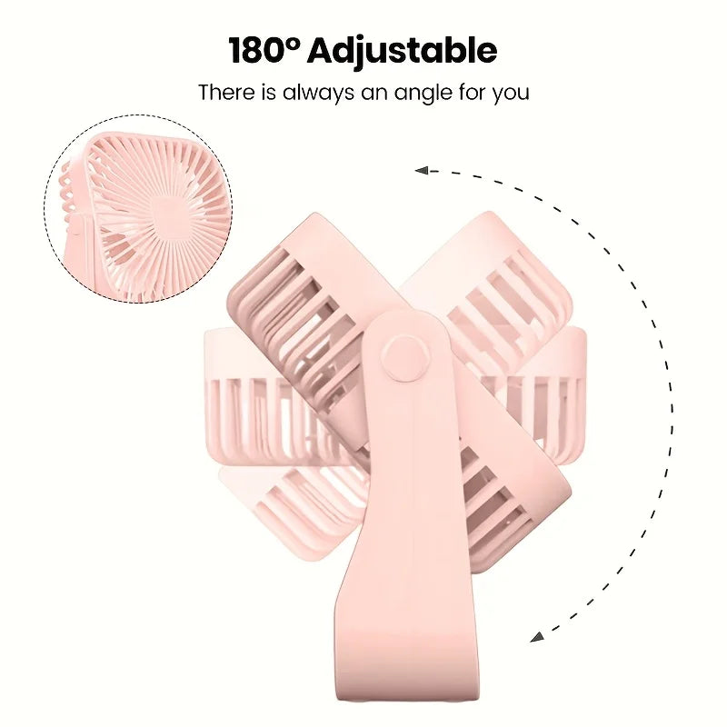 Mini ventilatore portatile USB da tavolo, flusso d'aria potente e funzionamento silenzioso, 4 velocità, vento a 180° ° Ventilatori da terra girevoli per la casa