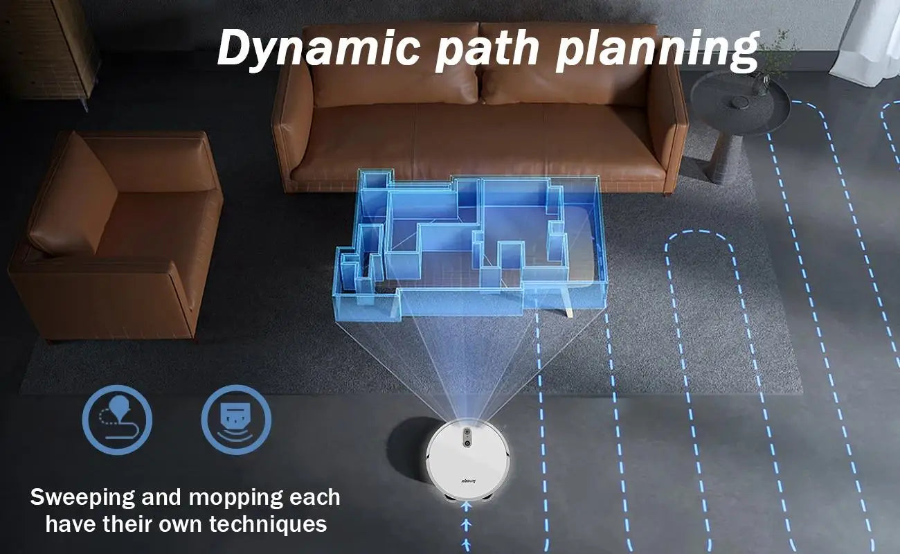 Arnagar Smart Home Saug- und Wischroboter mit automatischer Entleerung, App-Steuerung, 12000Pa, VSLAM, 5200mAh, geräuscharm für Teppichreinigung