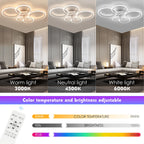 Ventilatore da soffitto a LED RGB con telecomando, lampada da soffitto con illuminazione RGB, plafoniera da 96 cm per camera da letto, soggiorno, ventilatore silenzioso