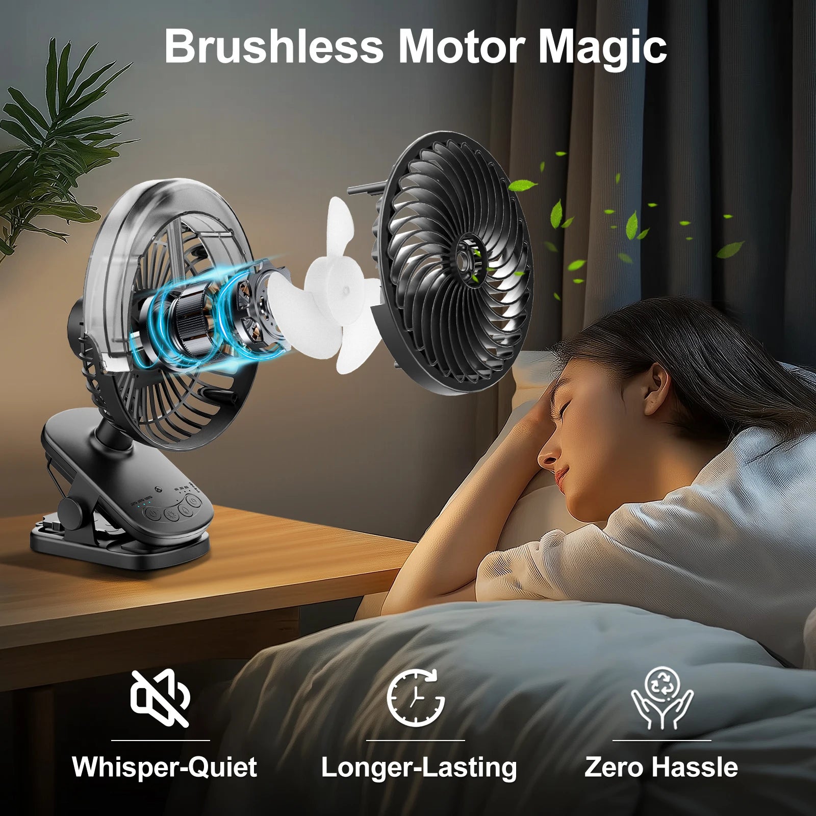 Ventilatore Portatile con Clip e Nebulizzatore, Ricaricabile, 3 Velocità, Display Digitale, Umidificatore, Ventilatore Spray Regolabile con Telecomando e Timer