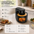 5L Heißluftfritteuse mit transparentem Sichtfenster, LED-Licht, 1200W, 8 voreingestellten Programmen, Antihaftbeschichtung, 80% weniger Öl, 3-in-1, Schwarz