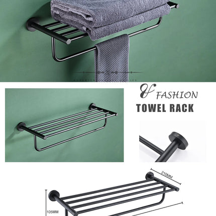 Matt Black Stainless Steel Towel Rack Towel Bar Soap Dish Toilet Paper Holder Towel Hooks Bathroom Accessories