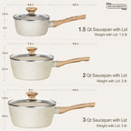 MICHELANGELO 3 Pz/set StickPot Casa Antiaderente Rivestito di Granito Padella con Manico Anti-Scottatura Fornello A Induzione Zuppa Pentola Utensili Da Cucina