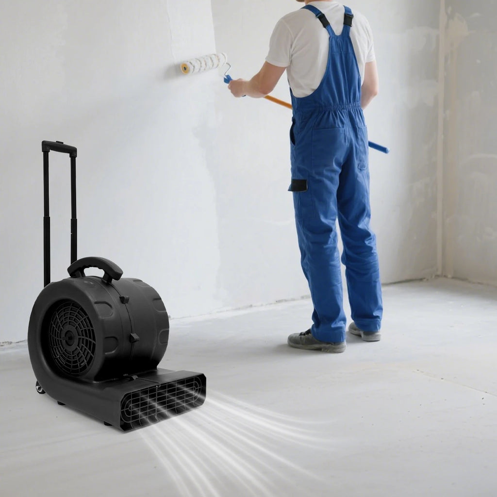 Ventilatore Portatile per Asciugatura Pavimenti, Soffiatore da 750W, 3 Velocità, Cavo da 5m, Timer 120min, 0-90° °   Asciugatore Angolare per Tappeti, Pavimenti e Pareti in Ambienti Commerciali e Industriali, 48*38*46cm