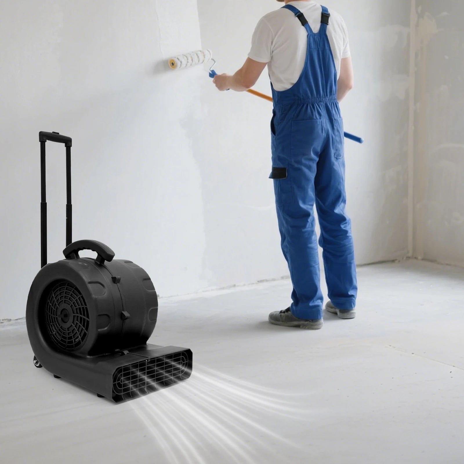 Ventilatore Portatile per Asciugatura Pavimenti, Soffiatore da 750W, 3 Velocità, Cavo da 5m, Timer 120min, 0-90° °   Asciugatore Angolare per Tappeti, Pavimenti e Pareti in Ambienti Commerciali e Industriali, 48*38*46cm