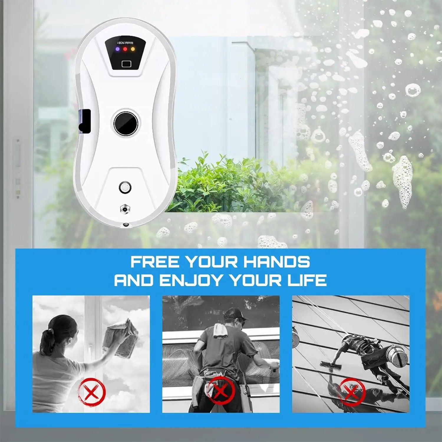 5600PA Aspirapolvere ultra sottile per finestre Robot con telecomando per finestre Robot elettrico per la pulizia delle finestre in vetro per la casa