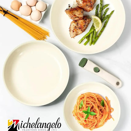 MICHELANGELO 3 pz/set Padella Antiaderente con Manico Rimovibile Rivestimento In Ceramica Padelle A Induzione Bistecca Frittata Padella Forno Sicuro