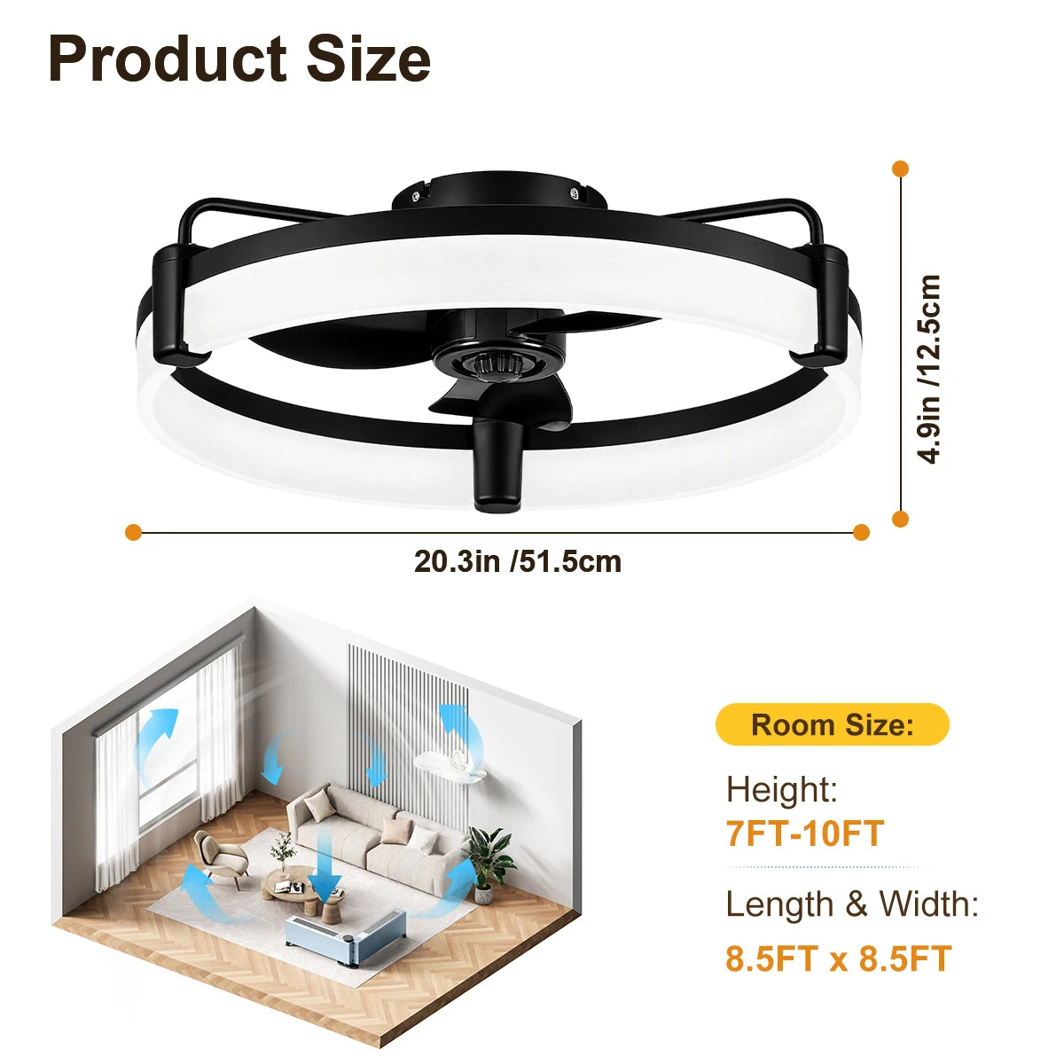 Ventilatore da soffitto LED reversibile a incasso con luce e telecomando, timer, dimmerabile, 6 velocità, motore DC ultra silenzioso, ventilatore rotondo per camera da letto e casa