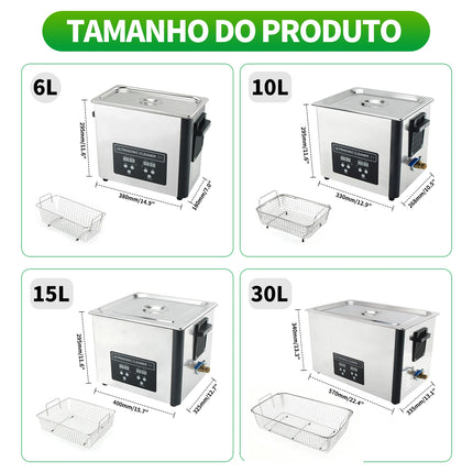 6/10/15/30L Ultrasonic Cleaner Economy Machine 40KHZ Digital Heating Stainless Steel Ultrasonic Cleaning Machine