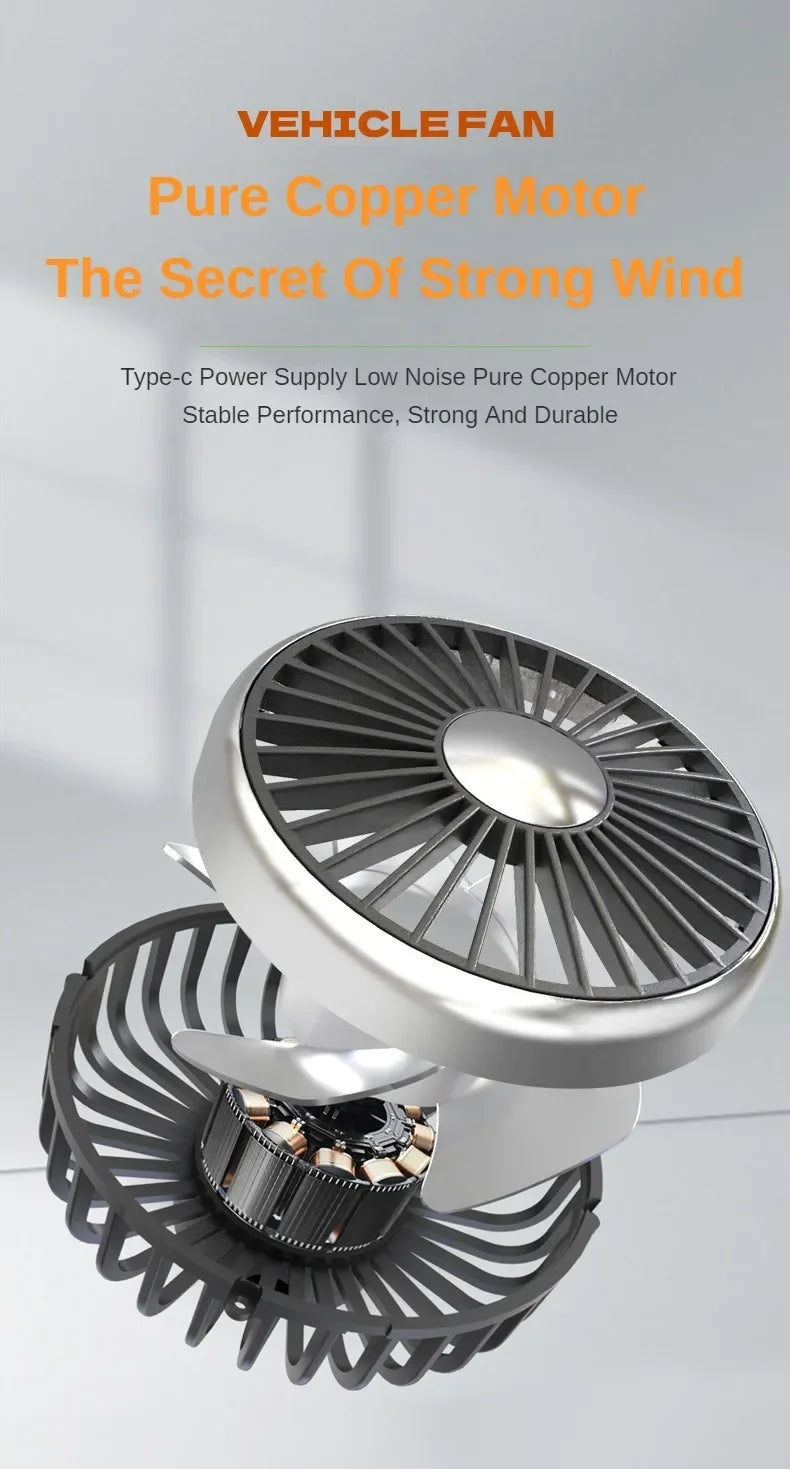 Ventilatore da auto a doppia testa a 3 velocità con clip 360 °   Ventilatore per Auto Girevole con Luce LED, Ventole di Raffreddamento Silenziose, Elettrodomestici per Auto