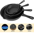 Set di 4 padelle in ghisa non rivestita, padelle di diverse dimensioni 14/16/20/26 cm, pentole con ritenzione uniforme del calore, compatibili con induzione, gas e fuoco aperto per cucinare in cucina