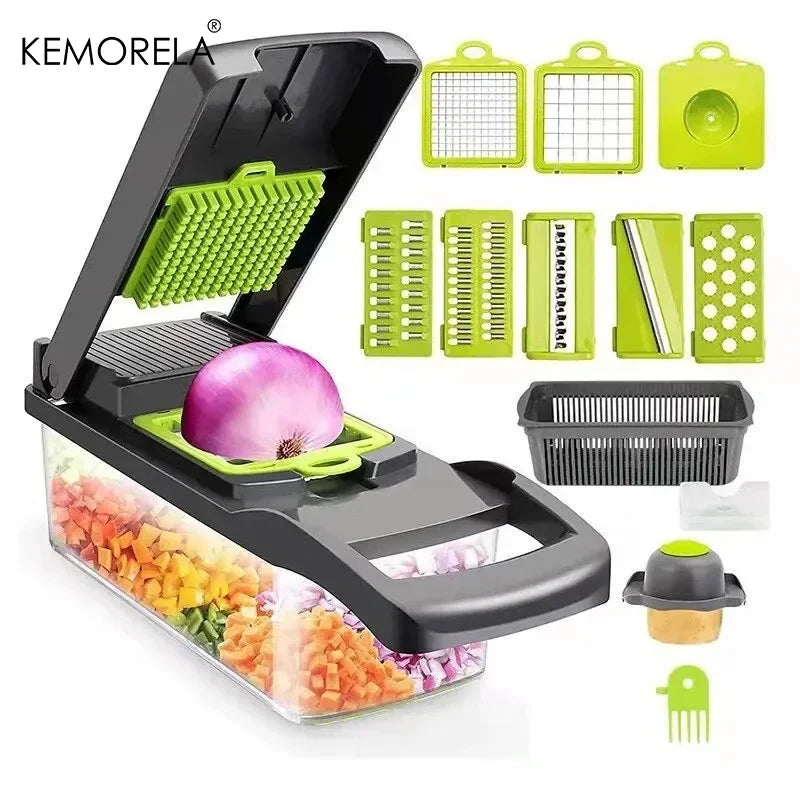 14/16 in 1 Tritatutto per verdure multifunzionale Tritatutto per cipolla Manico Griglia per alimenti Chopper per alimenti Cucina Affettatrice per verdure Dicer Cut