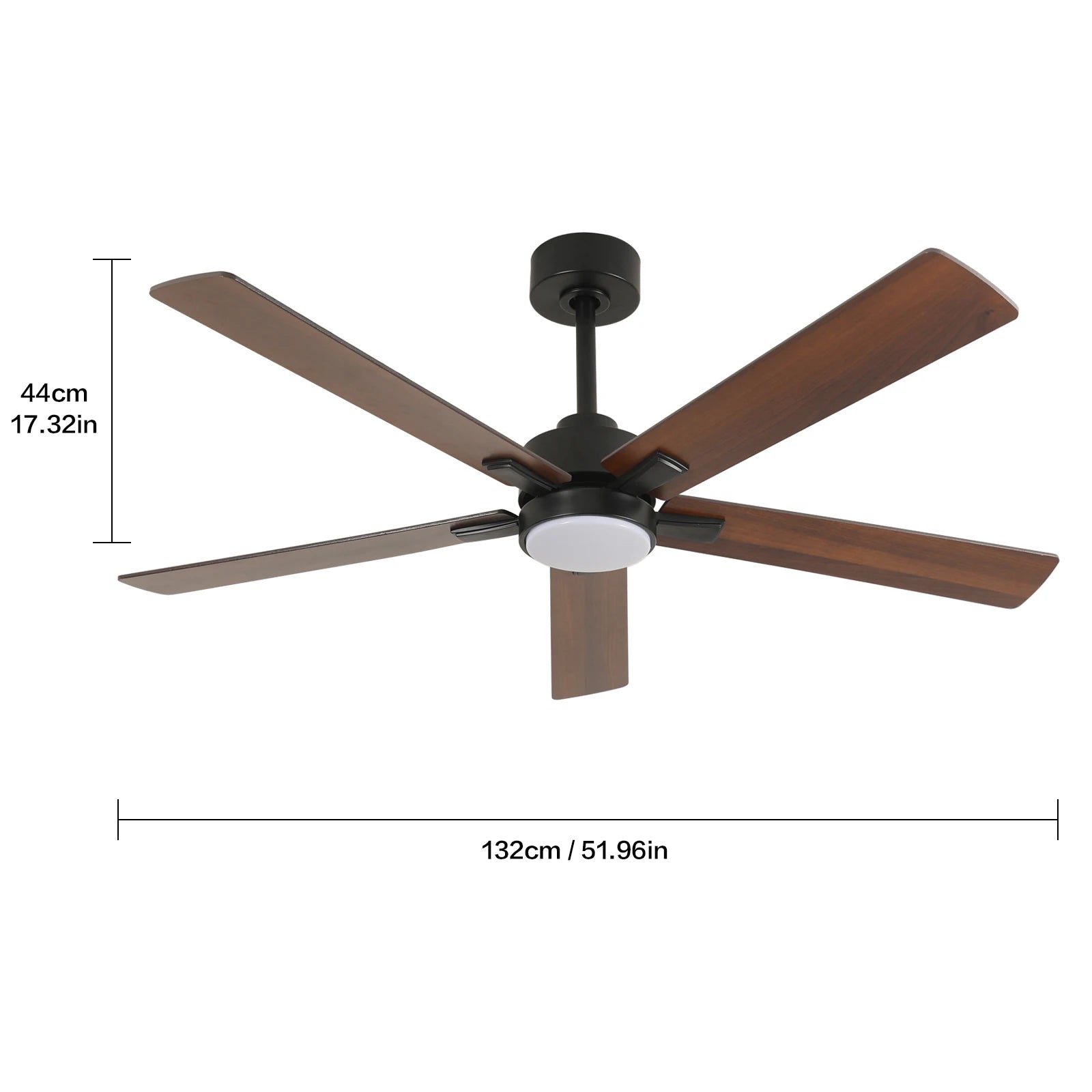 Ventilatore da Soffitto 52'' per Piccoli Ambienti: Ventilatori da Soffitto Moderni con Luce e Telecomando - Motore DC Reversibile Silenzioso Dimmerabile con 6 Velocità