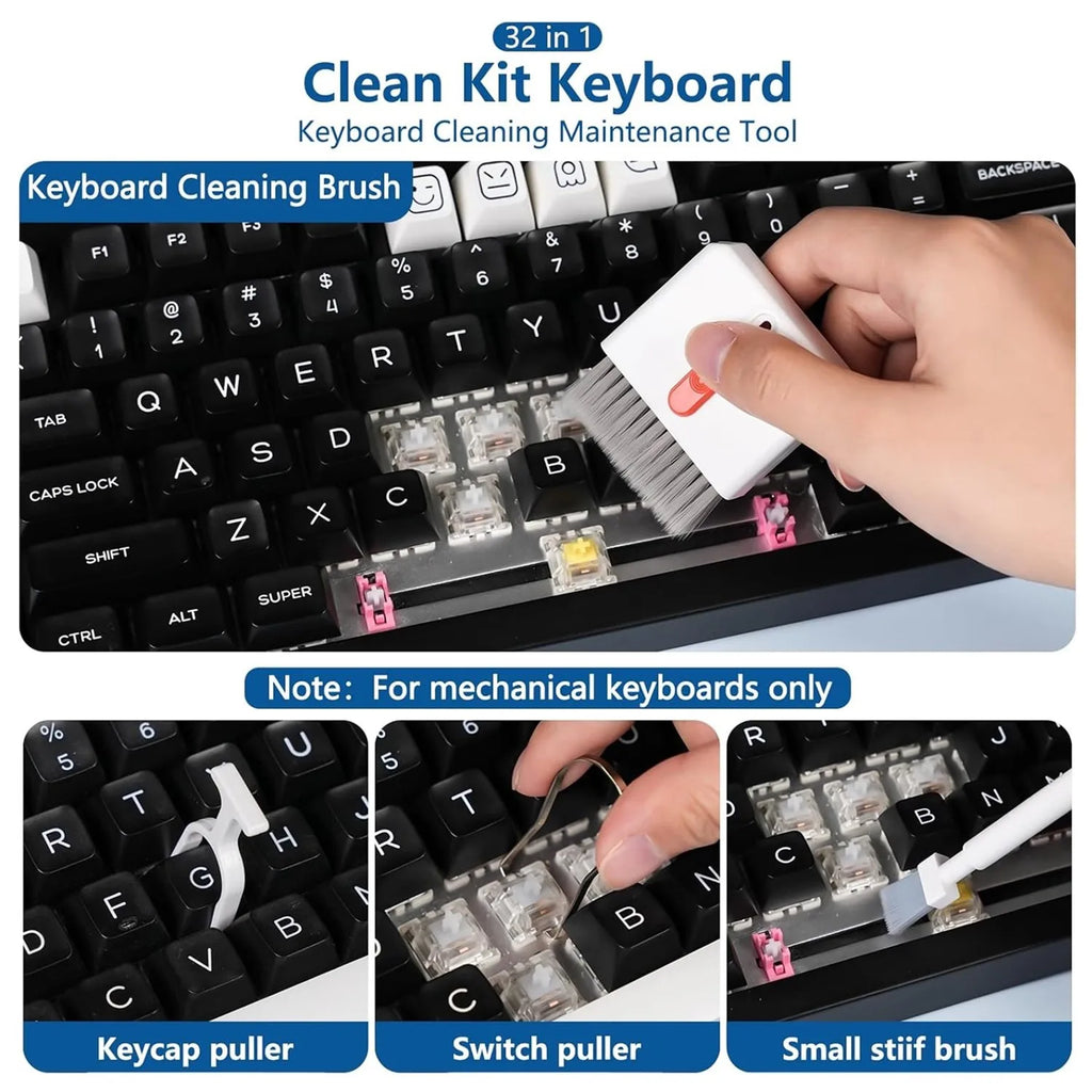 20/32 in 1 Multifunktionales Tiefenreinigungsset für iPhone-Anschlüsse, AirPods, Tastatur und Key-Cap-Entferner – Präzisionswerkzeuge