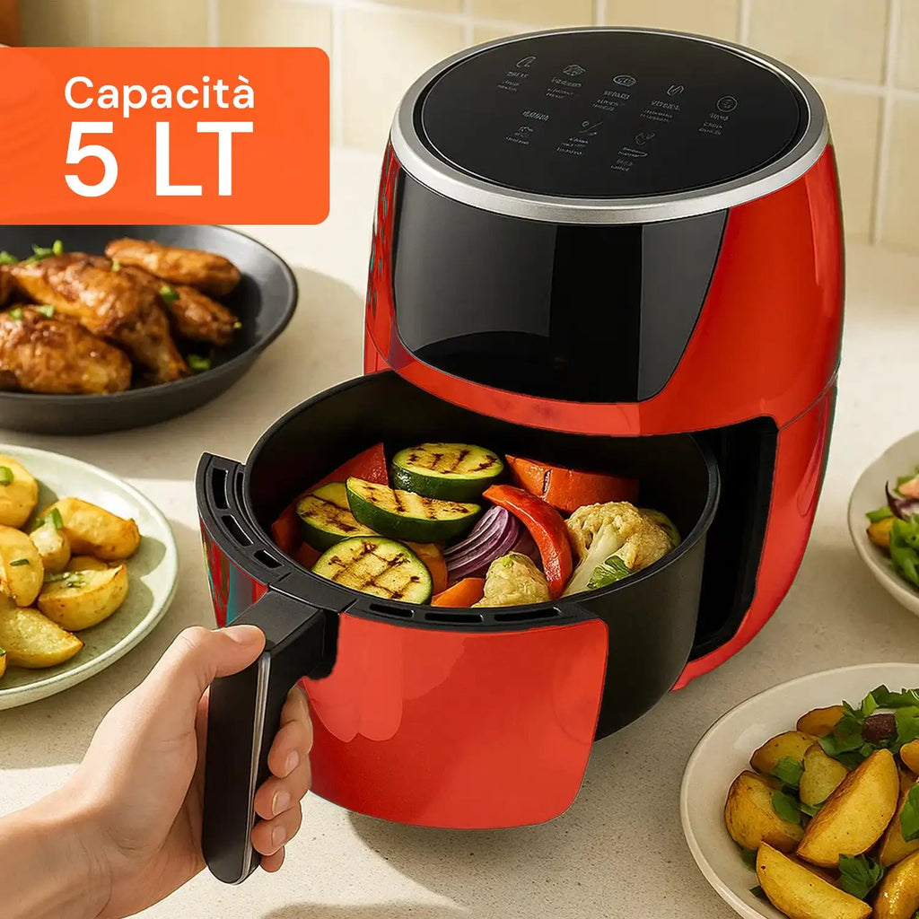 Friggitrice ad Aria 5L 1400W con Timer 60 Minuti e Display LED Touch