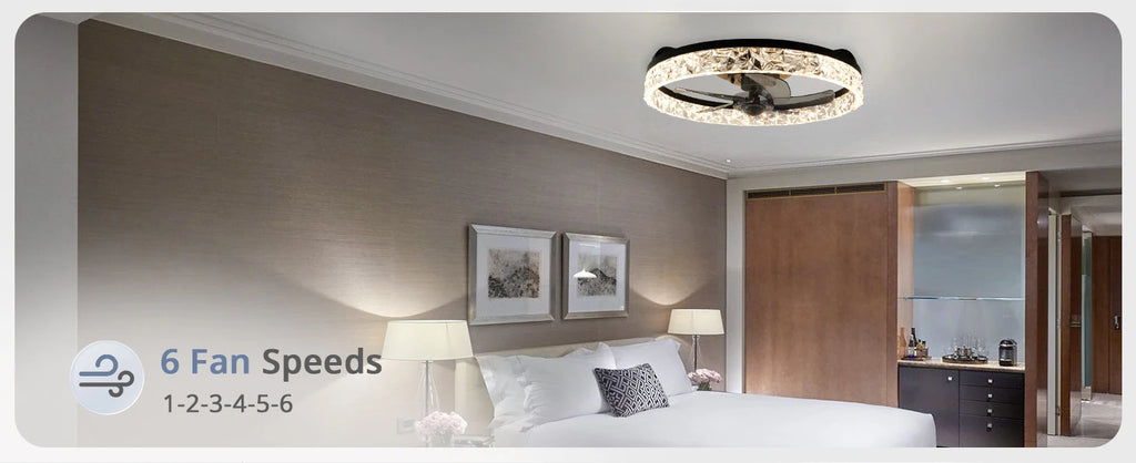 Ventilatore da Soffitto Intelligente XINGOO con Luce e Telecomando, Ventilatore Decorativo per Camera da Letto, Ventilatore a 6 Velocità con Luce LED Circolante
