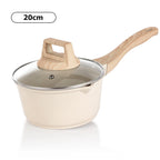 DONNOR 2.5Qt Pentola per Salsa con Coperchio Pentola in Granito Antiaderente per Tutti i Stufa Salsa Pentola per Zuppa Padella per Latte con Beccucci per Versare JT281