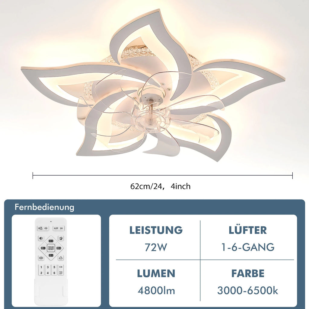 Ventilatore da soffitto LED Oyajia 50W con telecomando, moderno, diametro 62 cm