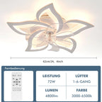 Ventilatore da soffitto LED Oyajia 50W con telecomando, moderno, diametro 62 cm