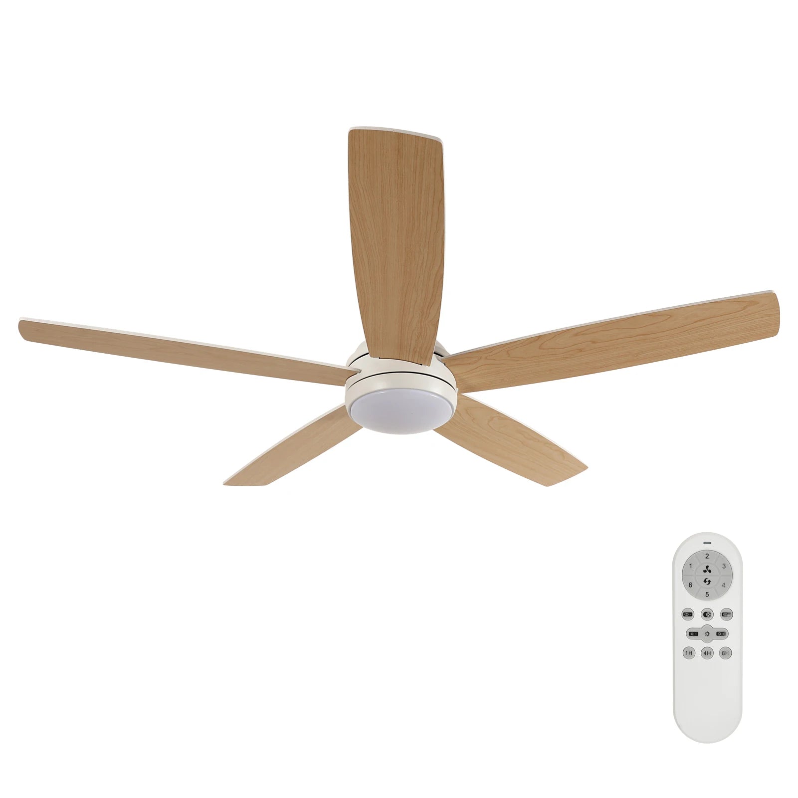 Ventilatore da soffitto LED intelligente con luci, 52 pollici (132 cm), 6 velocità, 2 modalità, luce LED dimmerabile, motore DC silenzioso, telecomando, ventilatore elettrico per camera da letto