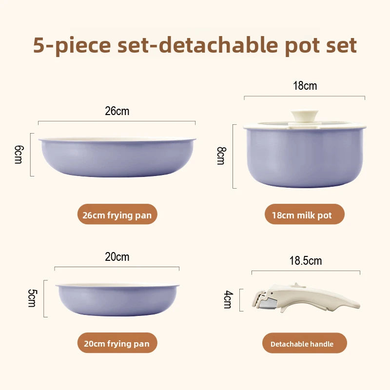 Set di pentole GIYOCA con manici staccabili, antiaderenti in ceramica, senza PFOS e PFOA, adatti per induzione/forno/lavastoviglie, compatibili con tutti i tipi di fornelli, idea regalo per la cucina.