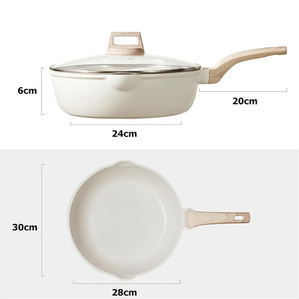 DONNOR Padella con coperchio, padella antiaderente a induzione, padella per uova in granito, padelle per frittata con manico resistente al calore JT280