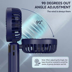 Mini Ventilatore USB con Display LED, Silenzioso 3 Velocità, Ricaricabile 1200mAh, Portatile da Scrivania per Ufficio Casa Viaggio, 2 Colori (Blu Marino/Verde Oliva)