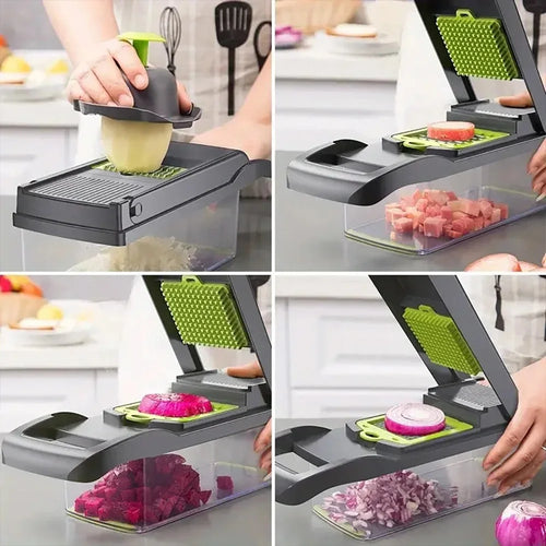 16 IN 1 Multifunzionale Tritatutto Per Verdure Manico Grattugia Per Alimenti Uovo Separatore di Liquidi Pelapatate Affettatrice di Verdure Dicer Taglierina Da Cucina