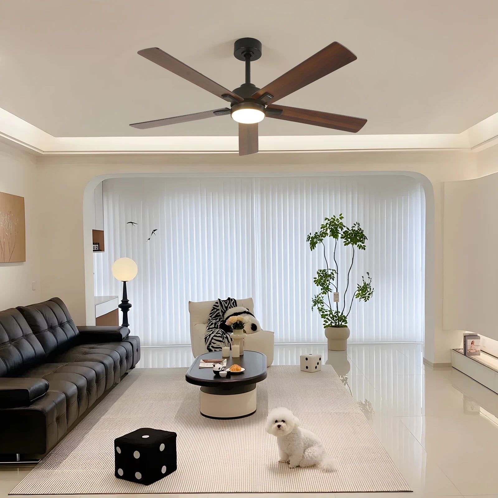 Ventilatore da Soffitto 52'' per Piccoli Ambienti: Ventilatori da Soffitto Moderni con Luce e Telecomando - Motore DC Reversibile Silenzioso Dimmerabile con 6 Velocità