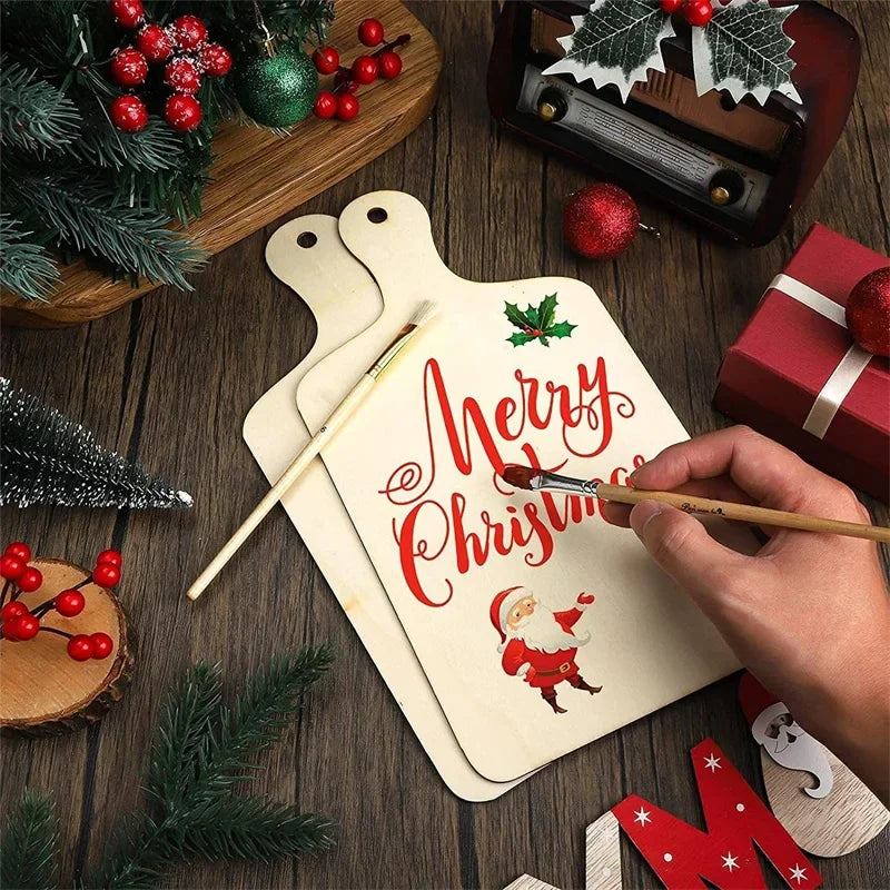 3/6 pezzi giocattoli in legno tagliere graffiti bambini di Natale pittura graffiti artigianale mini tagliere vassoi vuoti in legno