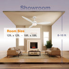 Ventilatore da Soffitto a Risparmio Energetico da 42-52 Pollici con Luce e Telecomando Ventilatore Elettrico Reversibile a 3 Pale, Ventilatore da Soffitto a Basso Profilo per Caffetteria, Casa, Hotel, Ufficio, Bungalow