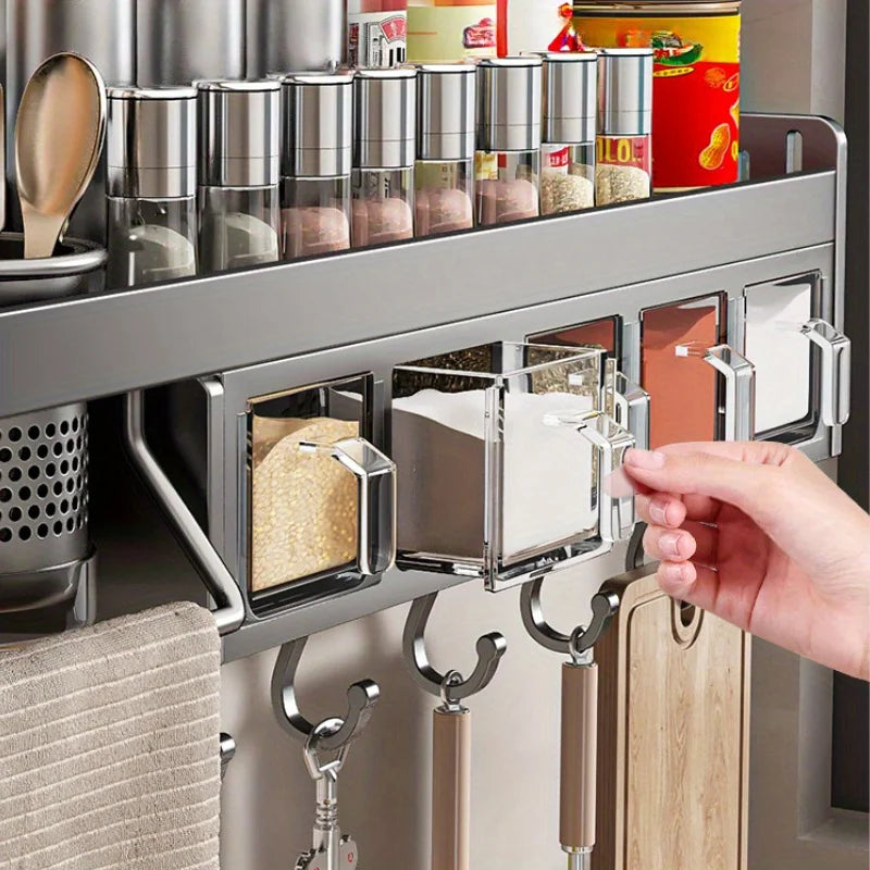 Scaffale portaoggetti da parete per cucina, portaoggetti drenabile per coltelli, bacchette, organizer combinato per spezie da cucina