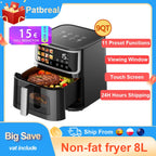 Patbrela Friggitrice ad Aria 8L 1700W con Touch Screen LED e 11 Funzioni Preimpostate