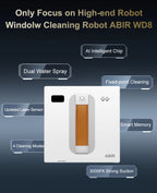 (Codice promozionale: SA2200)Robot Lavavetri ABIR WD8, Doppia Spruzzatura d'Acqua, Memoria Intelligente, Potente Aspirazione a Vuoto, Sensore Laser, Robot per la Pulizia delle Vetrate Domestiche, Controllo tramite APP.