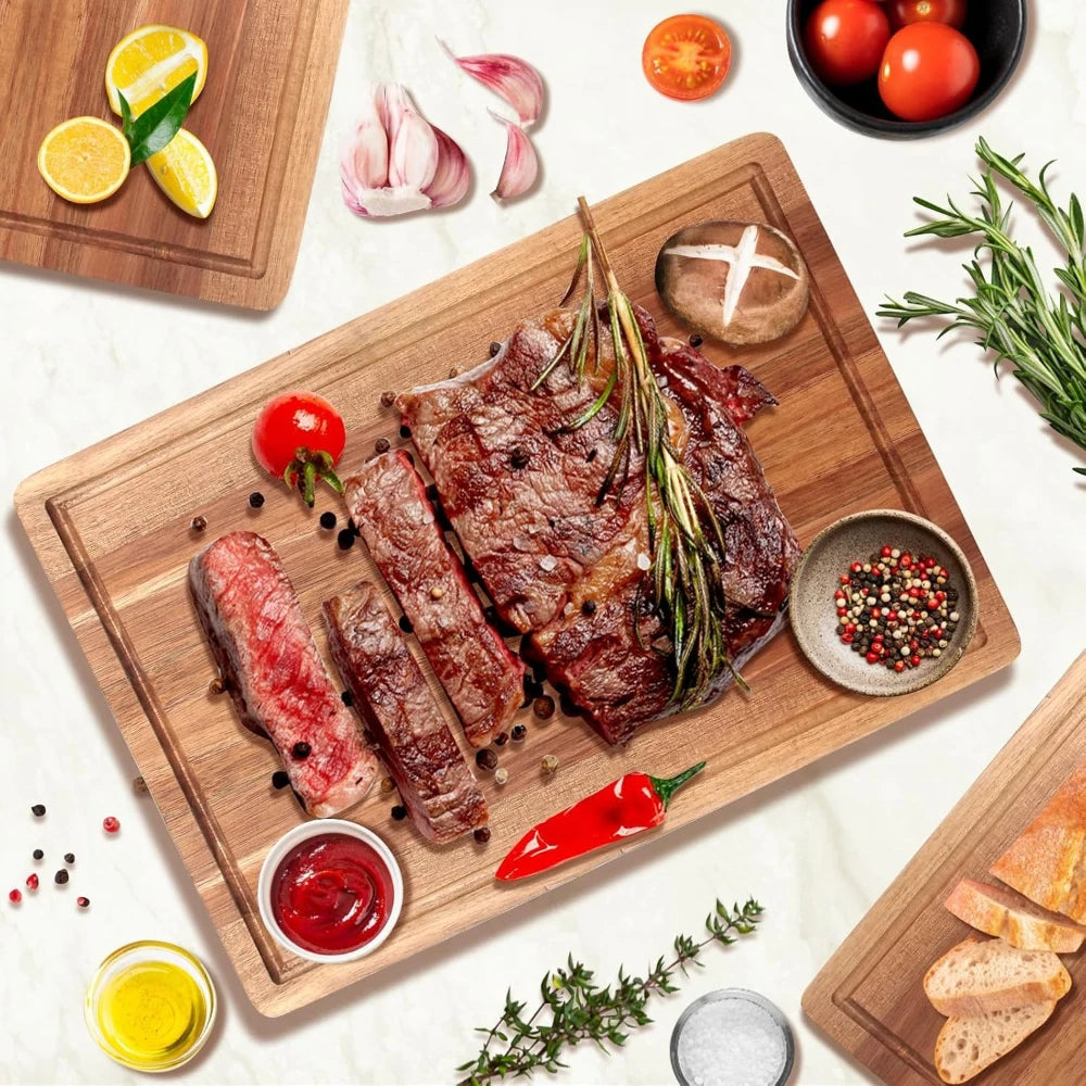 Holzschneidebretter Holz-Wurstbrett Doppelseitiges Fleisch- und Gemüsebrett Pizza-Brot-Servierbrett Küchenzubehör