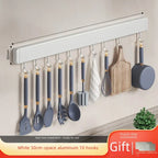 Scaffale da cucina non perforato Scaffali montati a parete Accessori per utensili da cucina con organizer porta cucchiaio con gancio mobile
