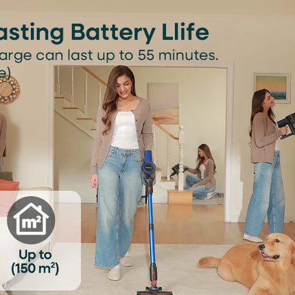 Erabros EV2 Cordless Vacuum Cleaner 450W 55kpa, High Suction Power, Smart Home Cleaner with LED Display, for Floors and Carpets