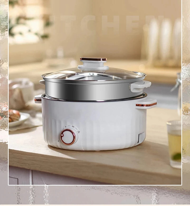 Tragbarer Multifunktions-Elektroherd Zweischichtiger Hot Pot für den Haushalt Antihaftbeschichteter Mini-Kochtopf für Küche und Haushaltsgeräte