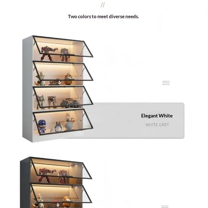 Customizable Display Case with Tempered Glass Door, LED Light, Large Capacity, Multiple Compartments, Aluminum Frame, Eco-Friendly