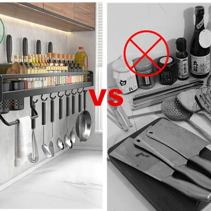Mensola organizer da cucina, portapipe da parete, portacoltelli da cucina, condimenti da parete, bacchette, cucchiaio, paletta per riporre gli utensili